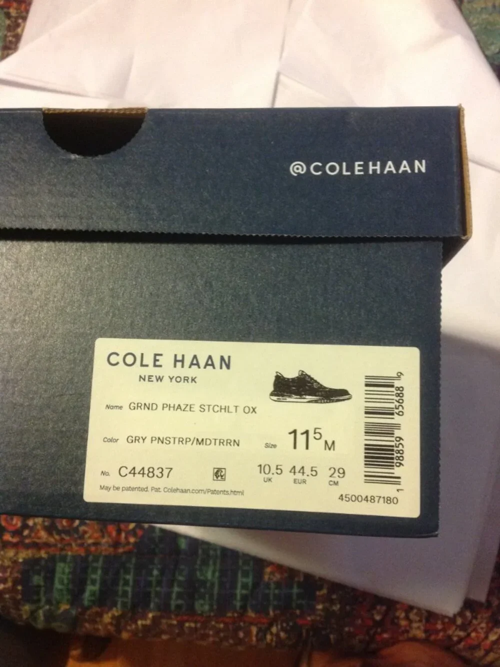 Cole Haan Men's Quick-On Gray Stitchlite Oxford Casual Shoes 11.5M - New in Box